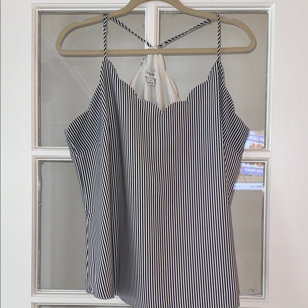 J. Crew Factory Navy and White Striped Camisole